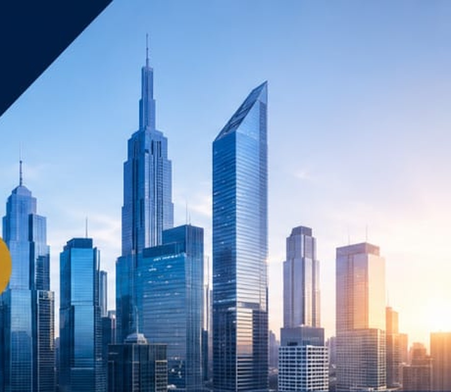 Corporate financial district skyline